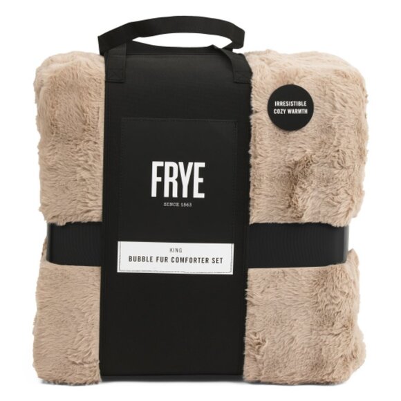 Frye Other - FRYE Tan Bubble Faux Fur Comforter Set